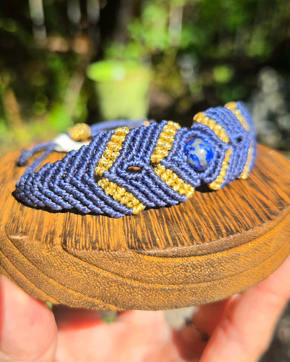 Lapis Lazuli Macrame Small Cuff Bracelet