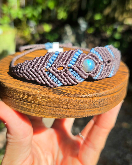 Labradorite Macrame Small Cuff Bracelet