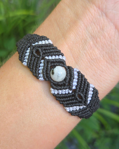 Rainbow Moonstone Macrame Small Cuff Bracelet