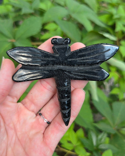 Dragonfly Carvings (Black Obsidian or Rose Quartz)
