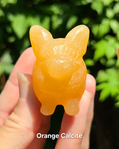 Corgi Carvings (Labradorite or Orange Calcite)