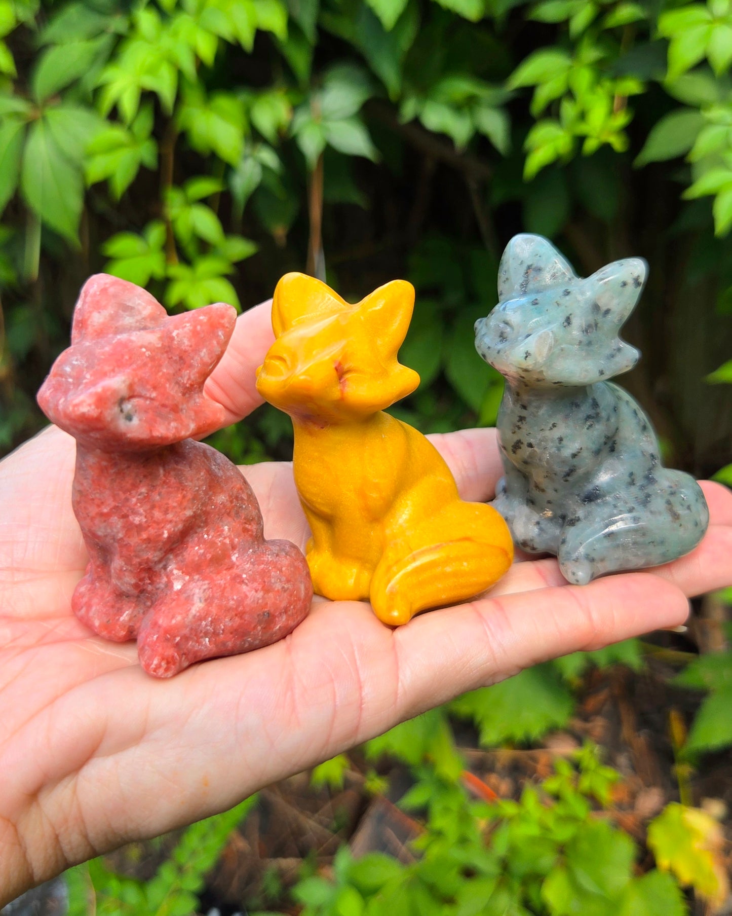 Foxes (Kiwi Jasper, Mookaite Jasper, or Rhodonite)