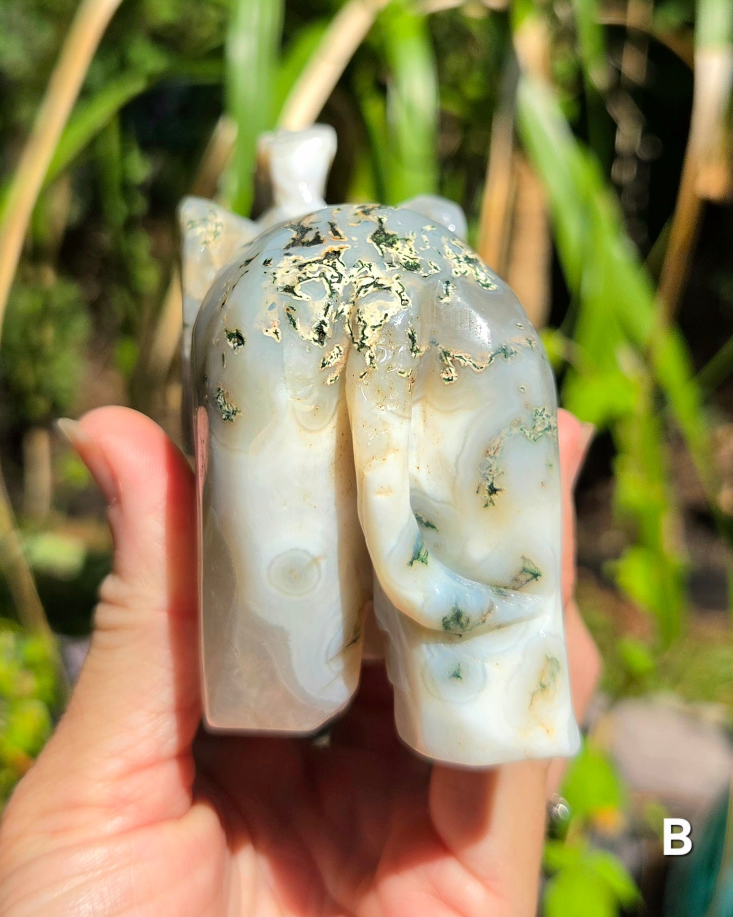 Large Moss Agate Elephants