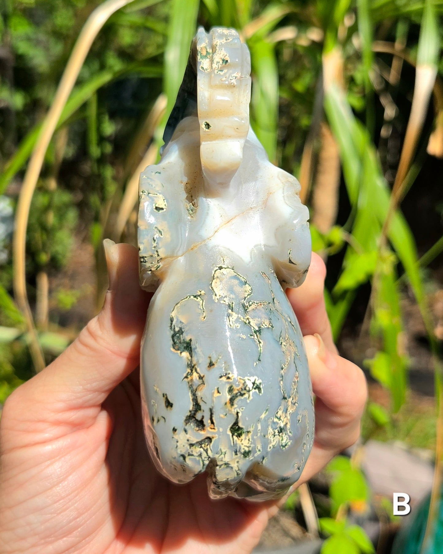 Large Moss Agate Elephants