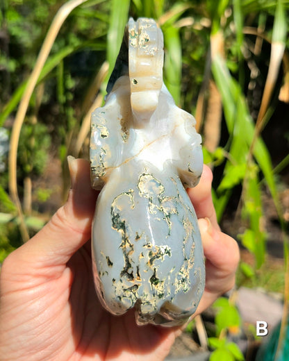 Large Moss Agate Elephants