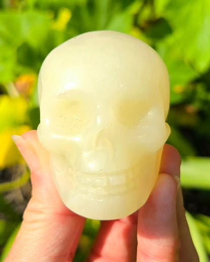 Green Banded Calcite Skull