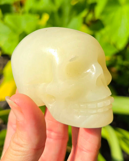 Green Banded Calcite Skull