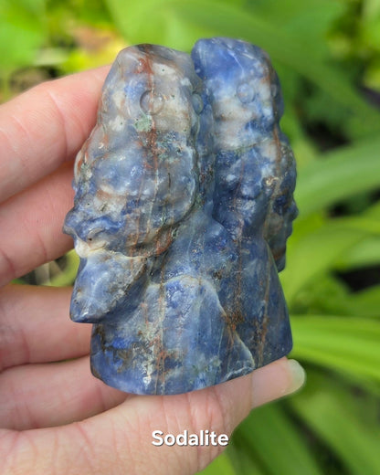 2 Owls on Rock (Fluorite, Sanskrit Jasper, or Sodalite)