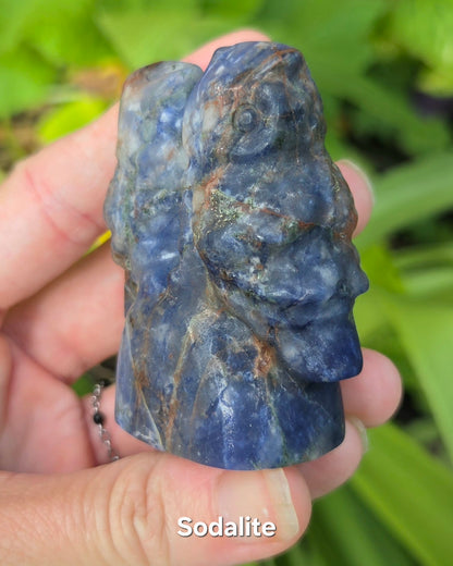 2 Owls on Rock (Fluorite, Sanskrit Jasper, or Sodalite)