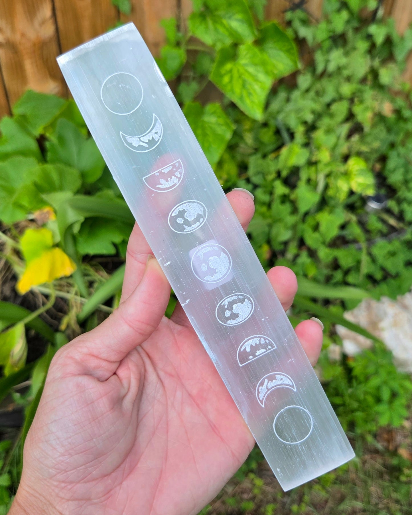 Satin Spar Selenite Moon Phases Plate