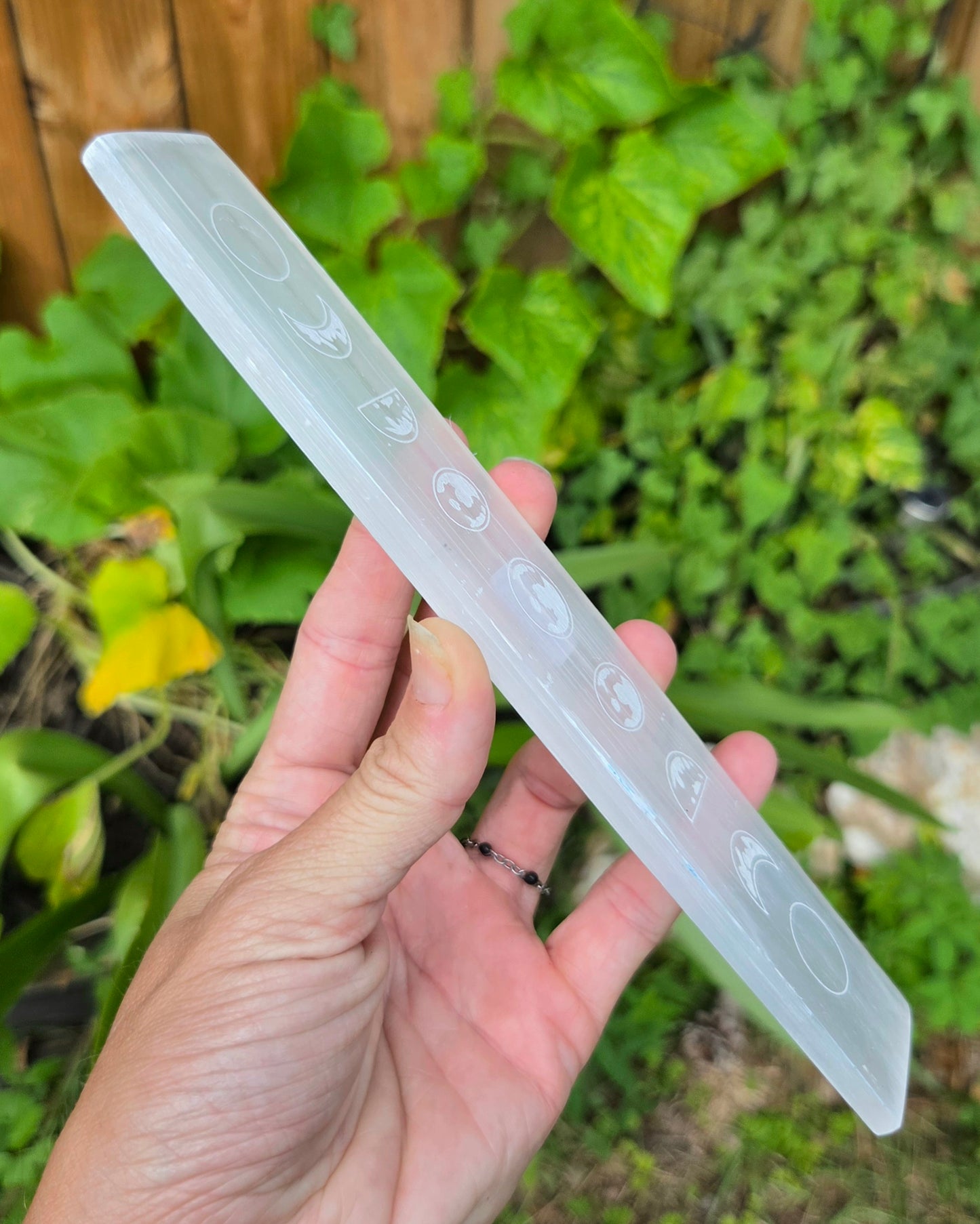 Satin Spar Selenite Moon Phases Plate