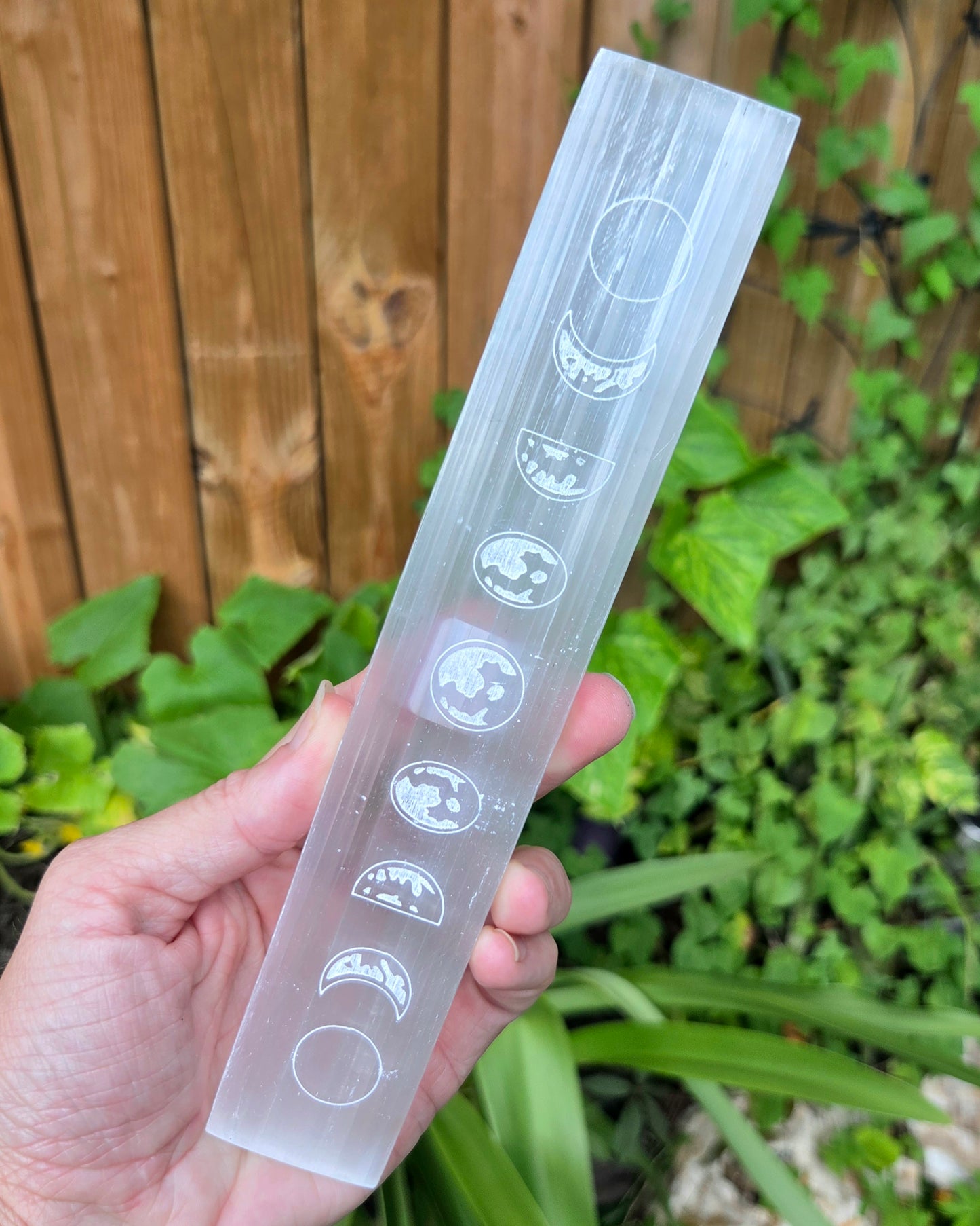 Satin Spar Selenite Moon Phases Plate