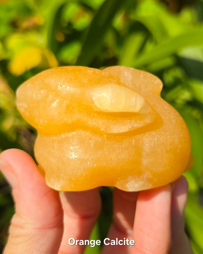 Bunny Rabbits (Kiwi Jasper, Orange Calcite, or Serpentine in Pink Aventurine)