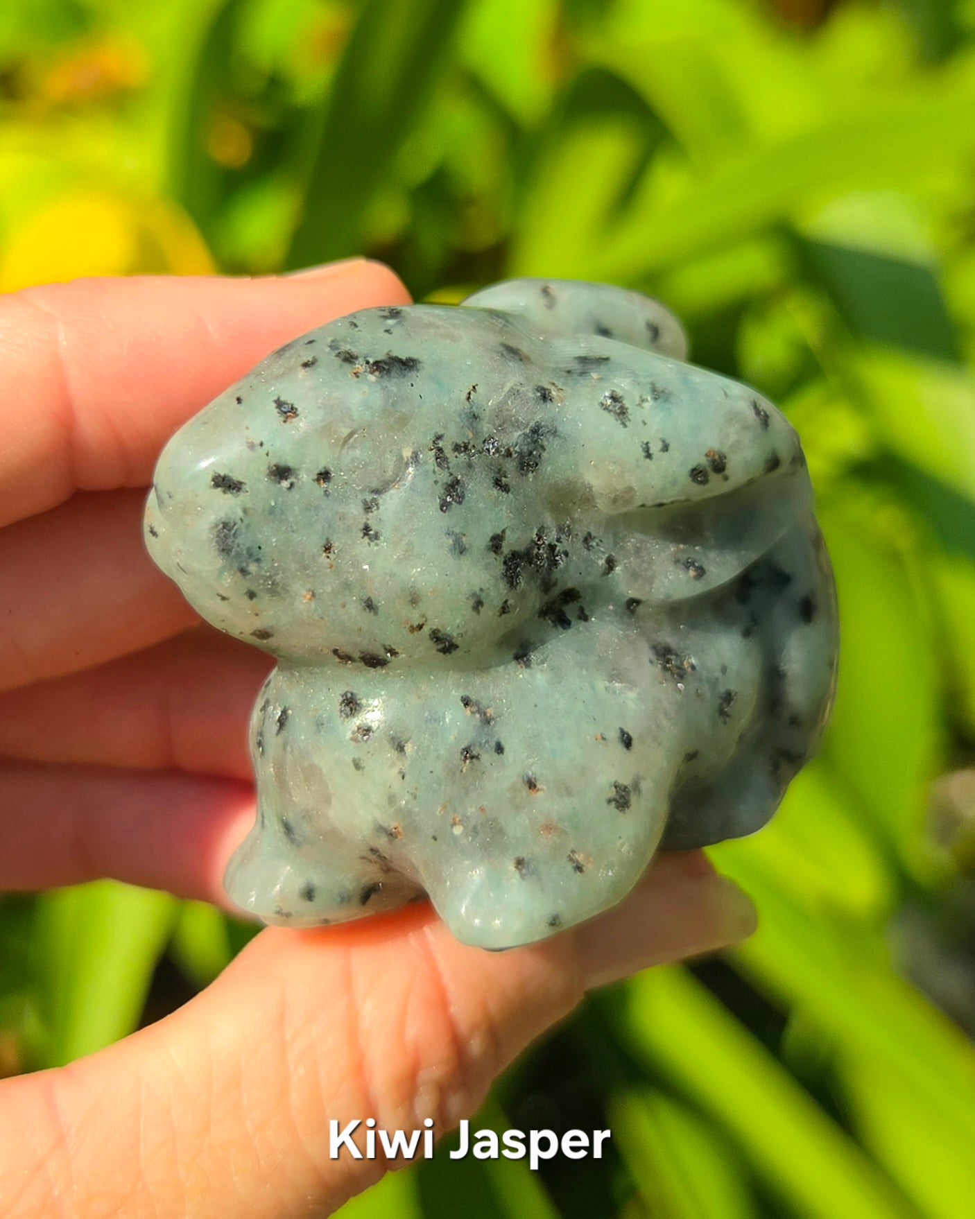 Bunny Rabbits (Kiwi Jasper, Orange Calcite, or Serpentine in Pink Aventurine)