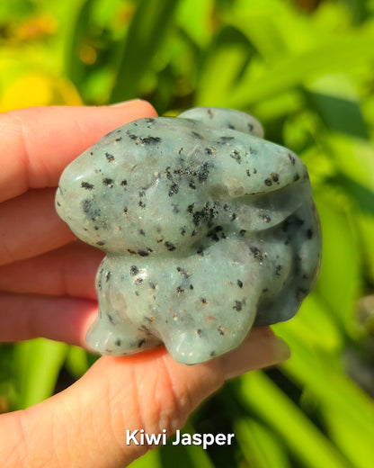 Bunny Rabbits (Kiwi Jasper, Orange Calcite, or Serpentine in Pink Aventurine)