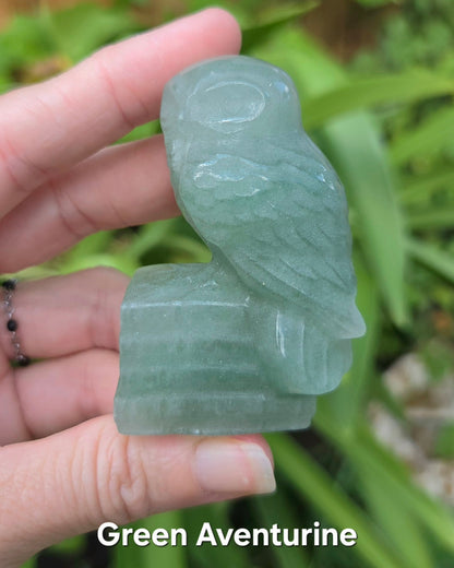 Owl on Books (Emberlite, Fluorite, Green Aventurine, Labradorite, or Rose Quartz)
