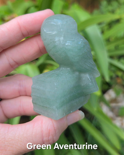 Owl on Books (Emberlite, Fluorite, Green Aventurine, Labradorite, or Rose Quartz)