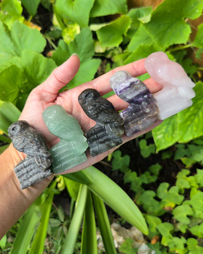 Owl on Books (Emberlite, Fluorite, Green Aventurine, Labradorite, or Rose Quartz)