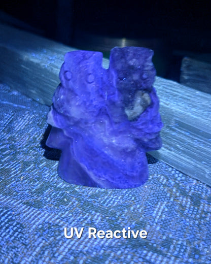 2 Owls on Rock (Fluorite, Sanskrit Jasper, or Sodalite)