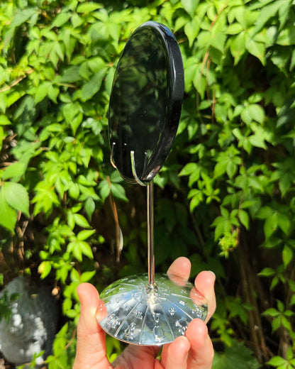 Midnight Lace Obsidian Scrying Mirror on Stand
