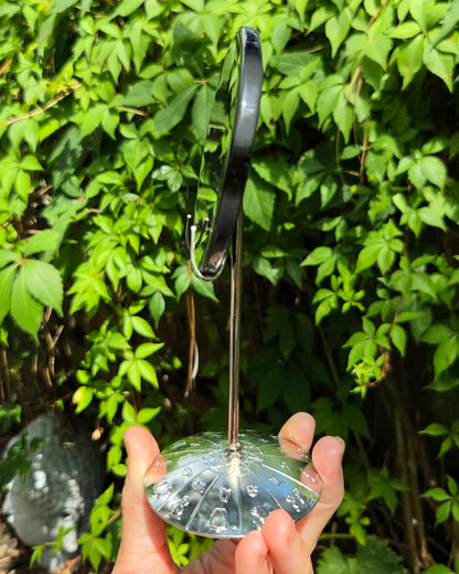 Midnight Lace Obsidian Scrying Mirror on Stand