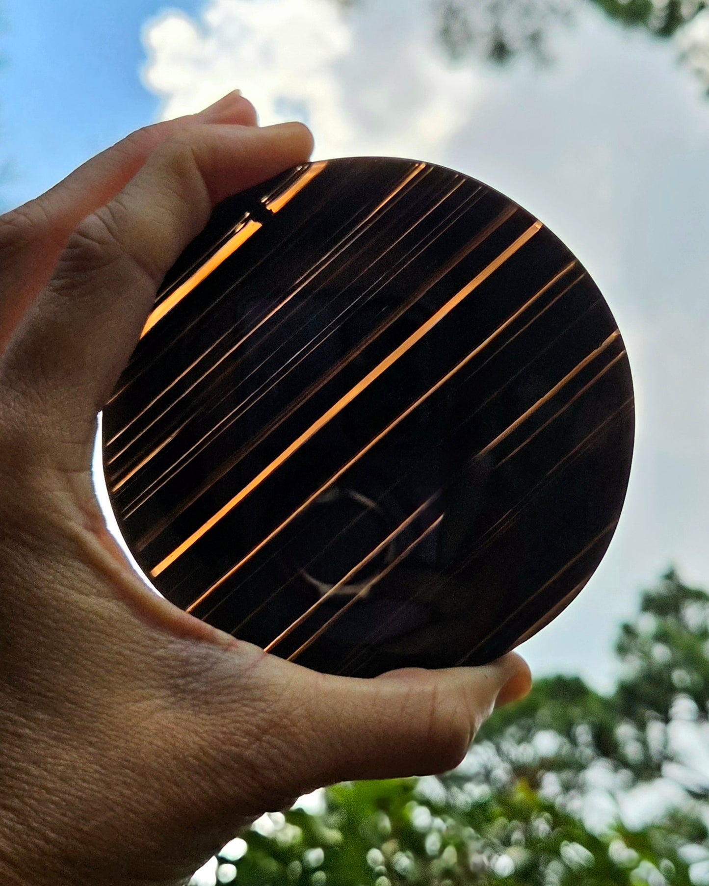 Midnight Lace Obsidian Scrying Mirror on Stand