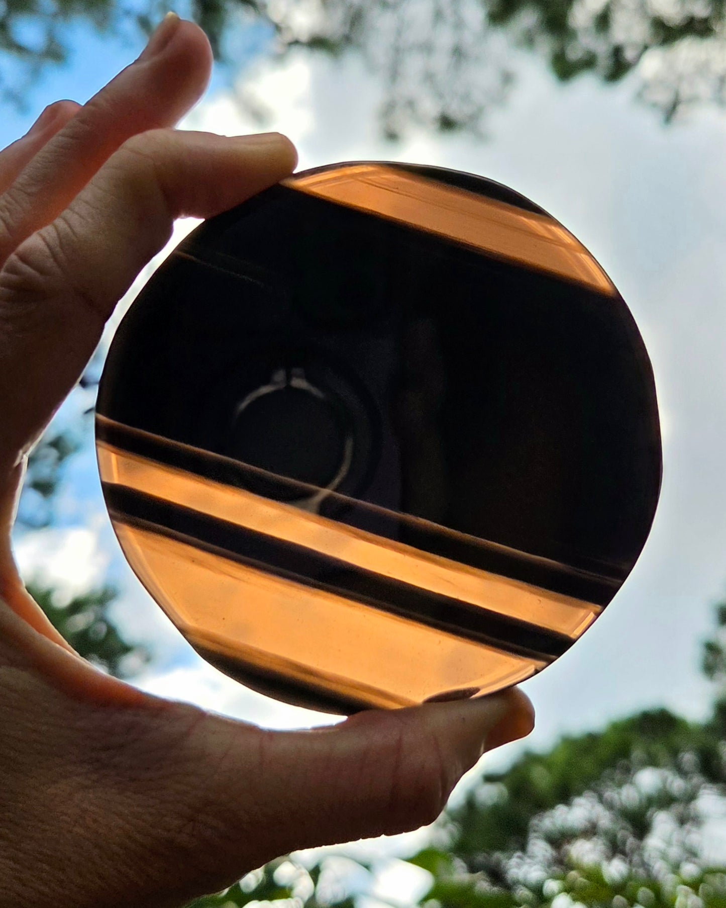 Midnight Lace Obsidian Scrying Mirror on Stand