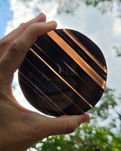 Midnight Lace Obsidian Scrying Mirror on Stand