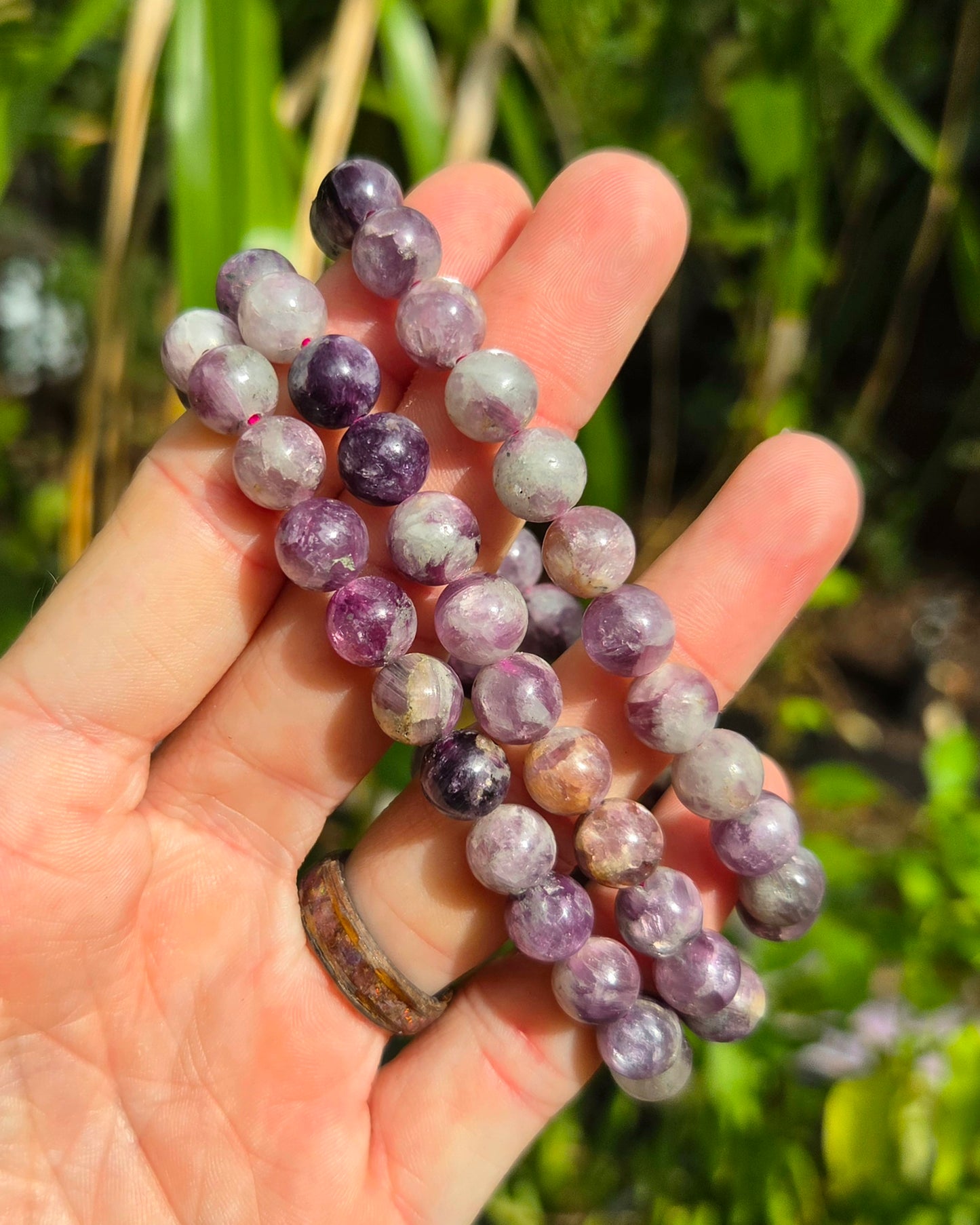 Gemmy Lepidolite aka Purple Mica Stretchy Bracelet