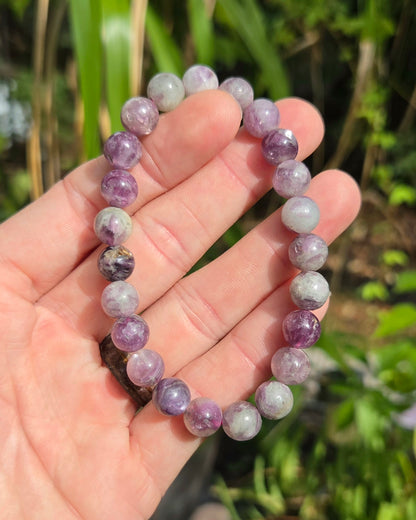 Gemmy Lepidolite aka Purple Mica Stretchy Bracelet