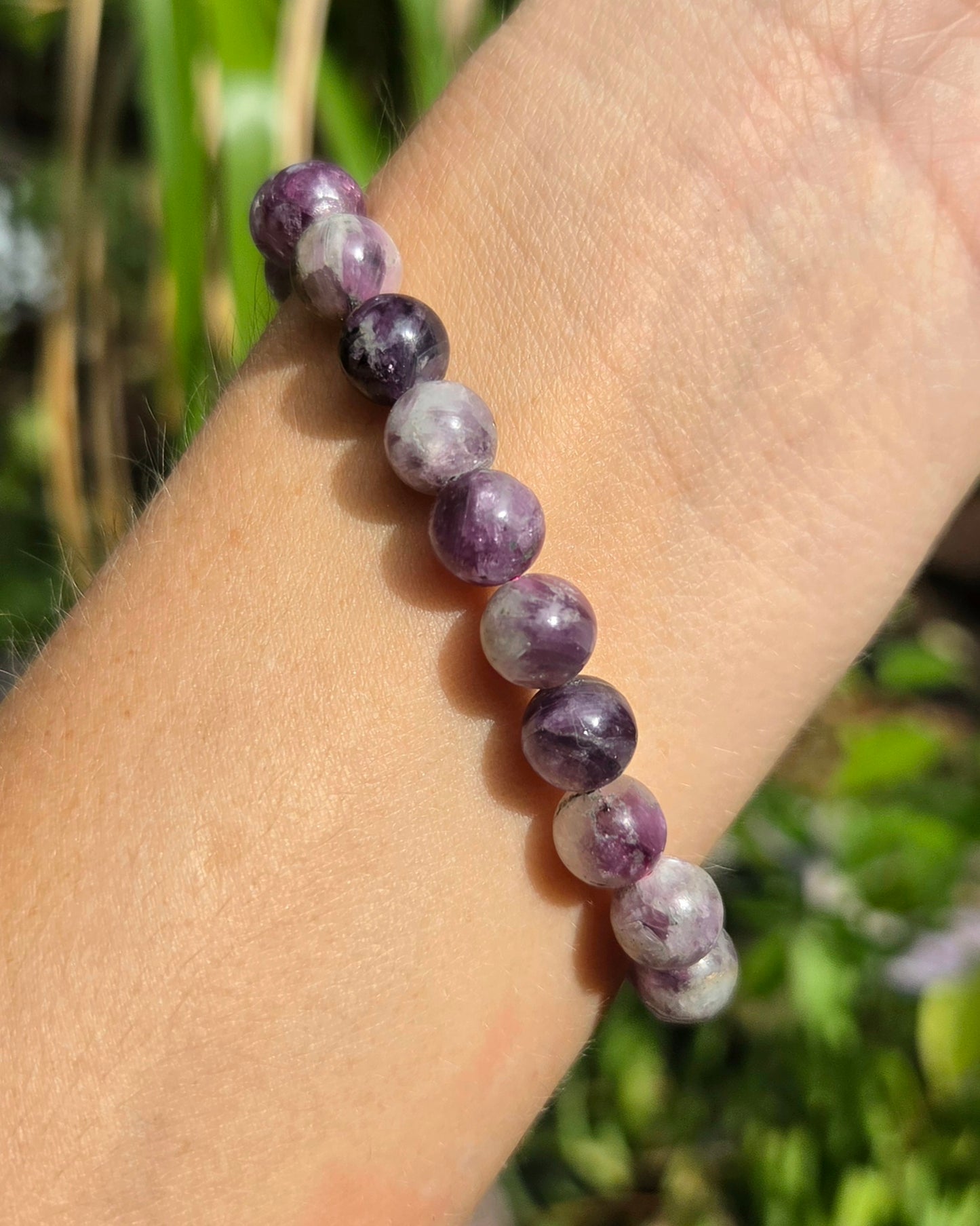Gemmy Lepidolite aka Purple Mica Stretchy Bracelet