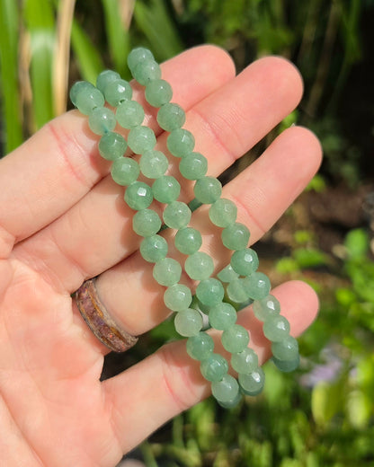 Faceted Green Aventurine Stretchy Bracelet