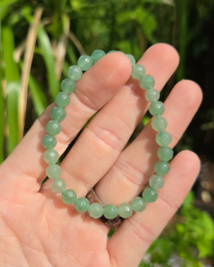 Faceted Green Aventurine Stretchy Bracelet