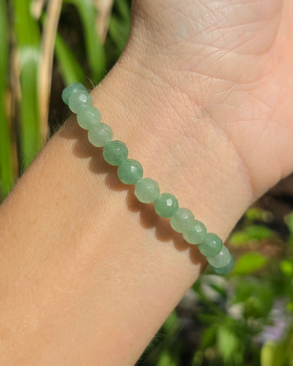 Faceted Green Aventurine Stretchy Bracelet
