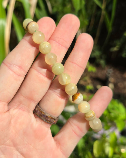 Green Banded Calcite Stretchy Bracelet