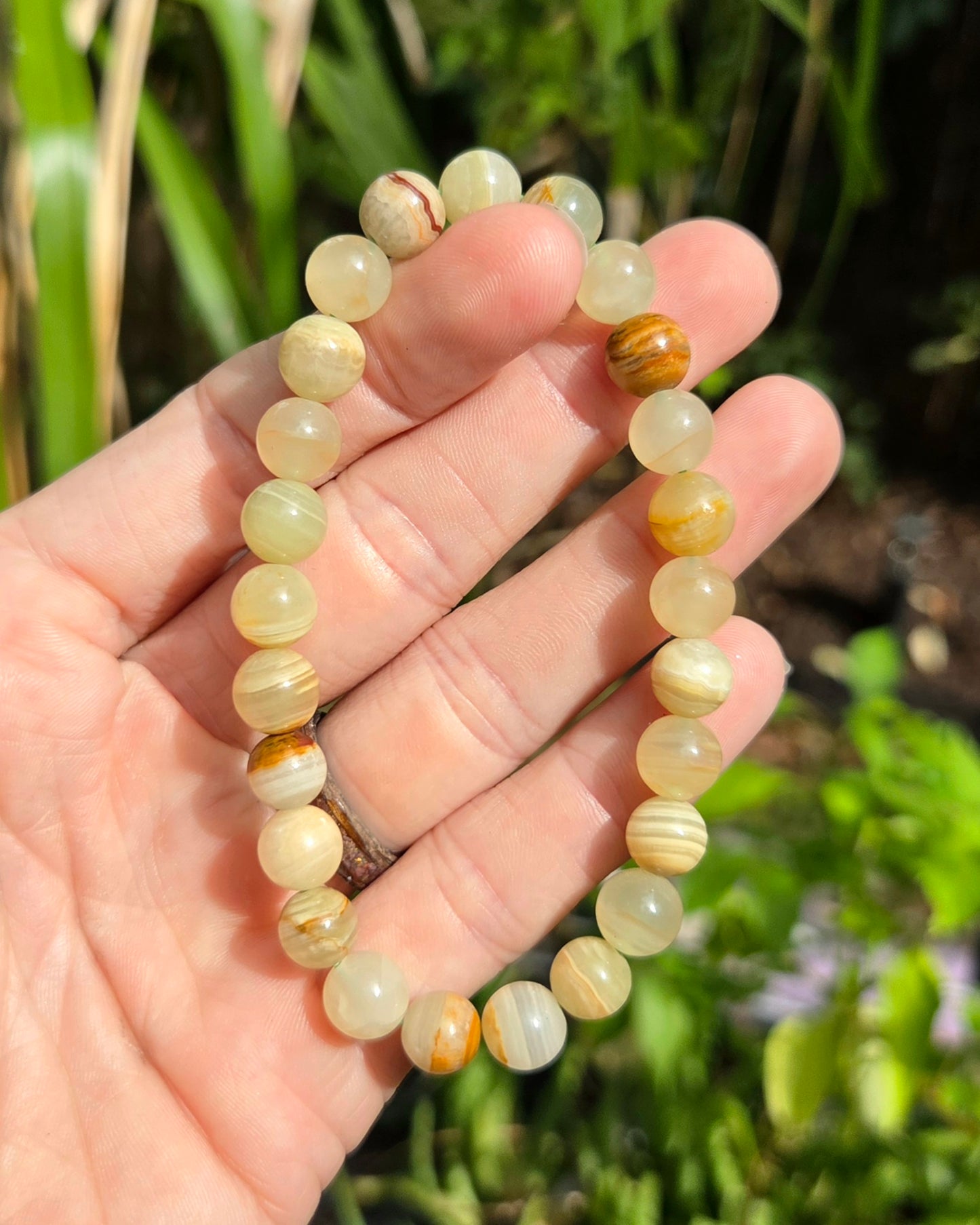 Green Banded Calcite Stretchy Bracelet