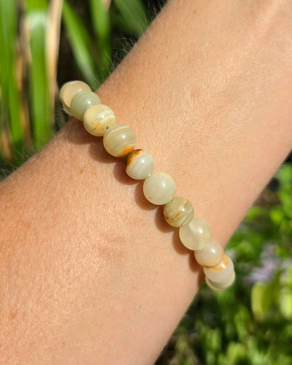 Green Banded Calcite Stretchy Bracelet