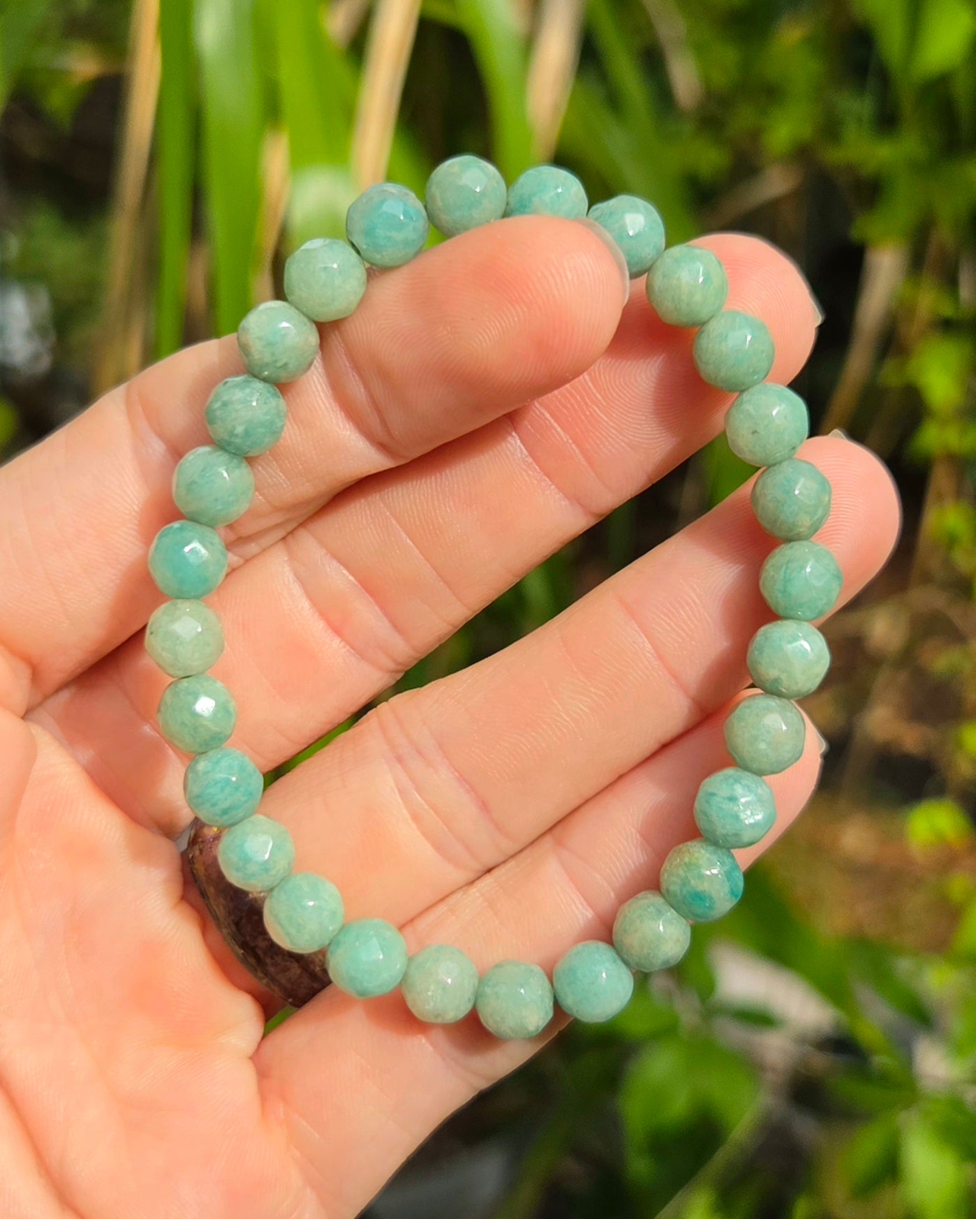 Faceted Amazonite Stretchy Bracelet