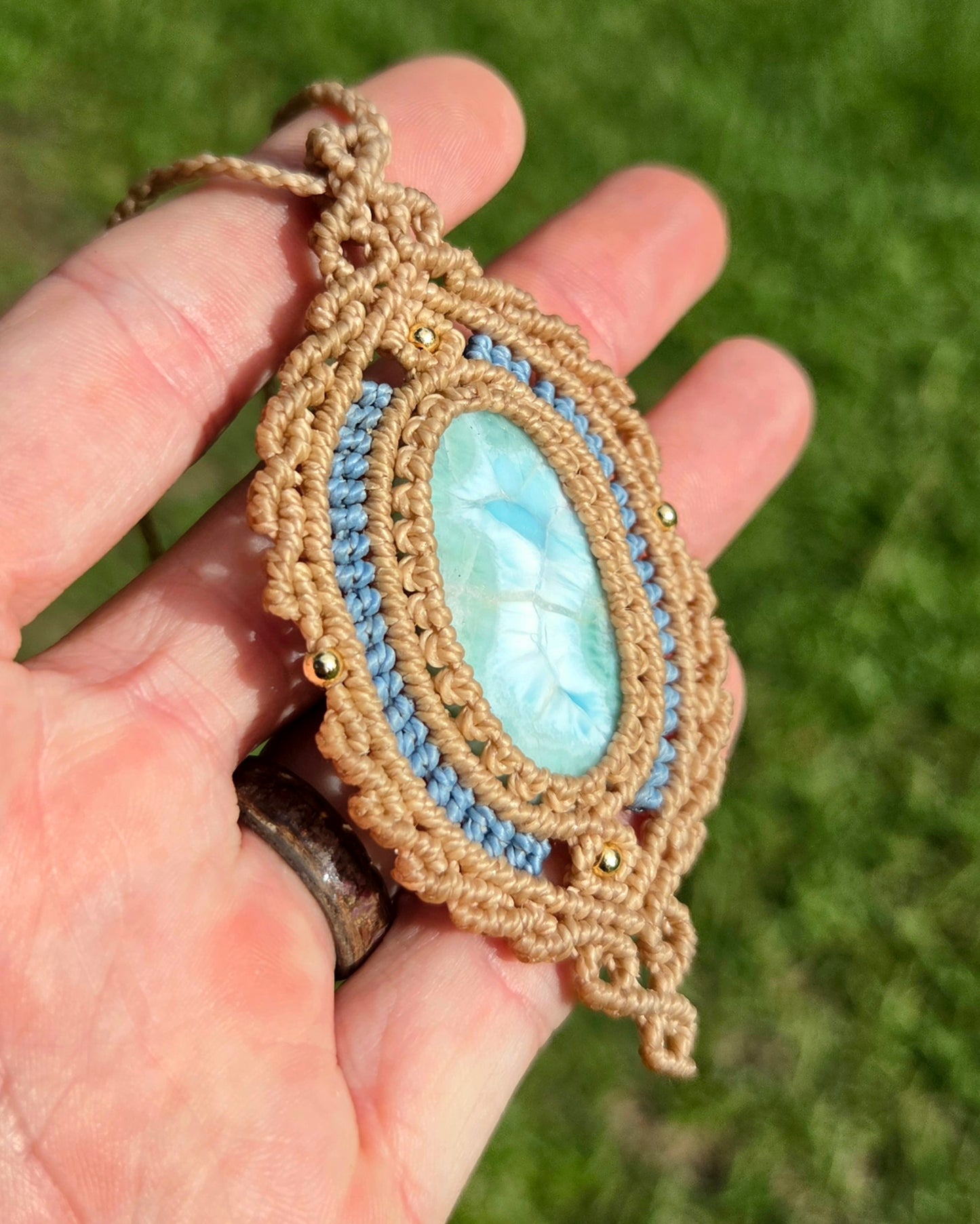 Larimar Macrame Necklace