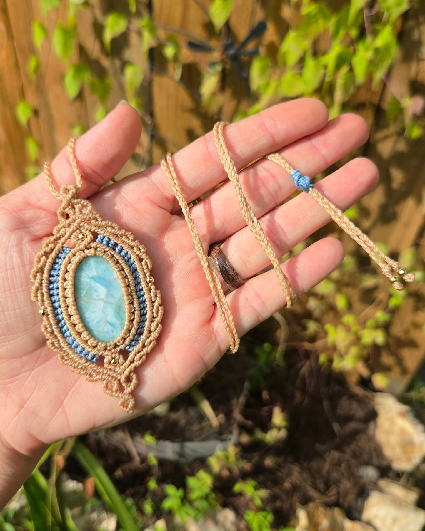 Larimar Macrame Necklace