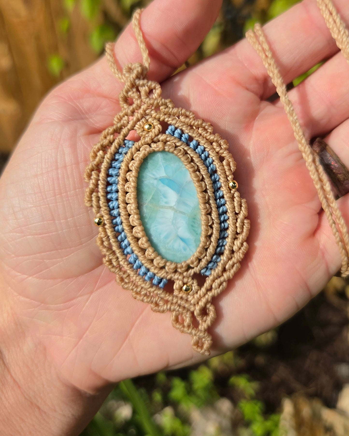 Larimar Macrame Necklace