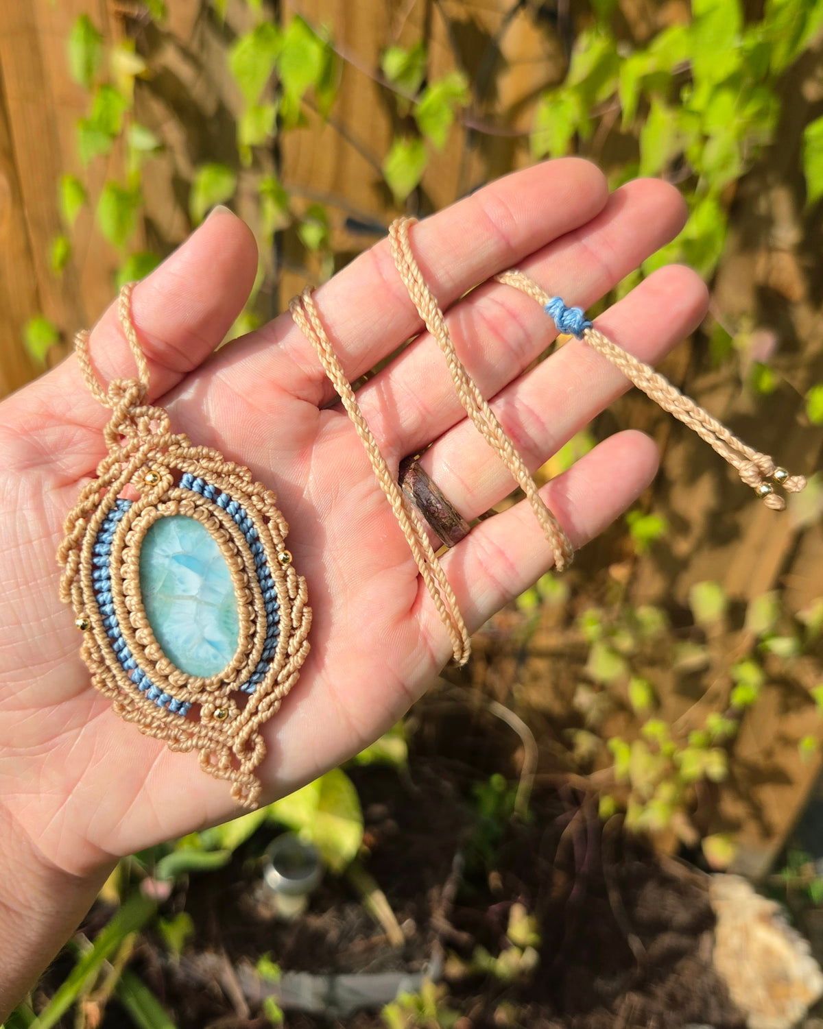 Larimar Macrame Necklace