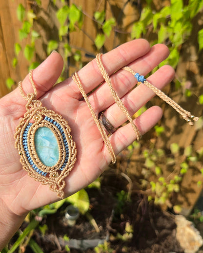 Larimar Macrame Necklace