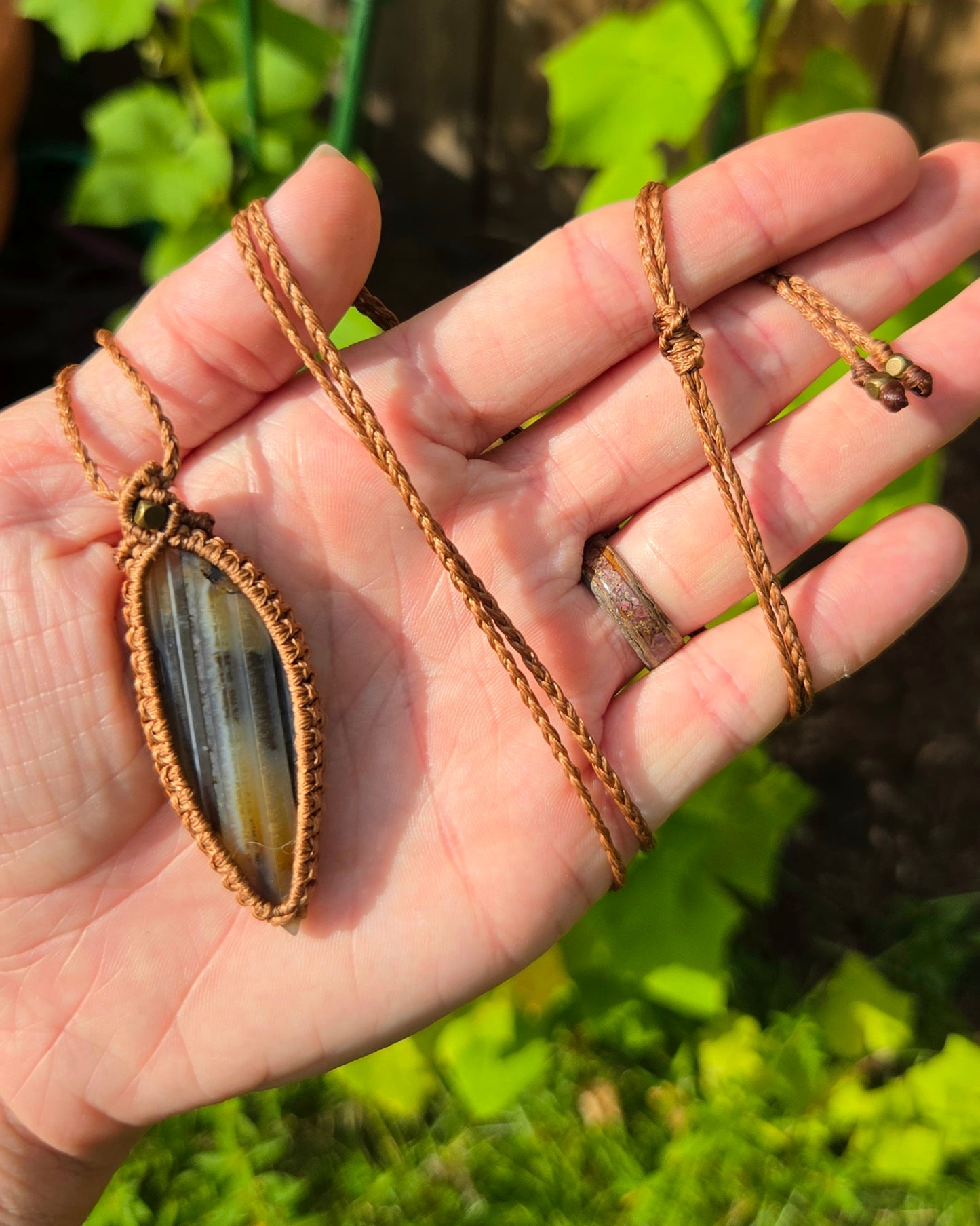 Montana Agate Macrame Necklace