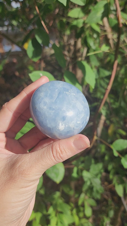 Large Blue Calcite Palm Stone