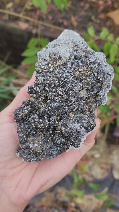 Pyrite w/ Black Magnetite and Calcite Larger Specimens