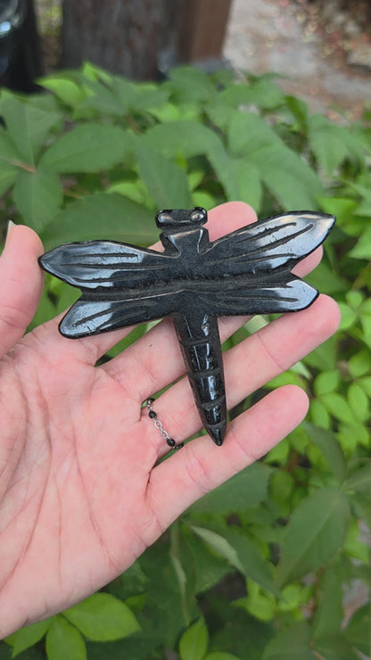 Dragonfly Carvings (Black Obsidian or Rose Quartz)
