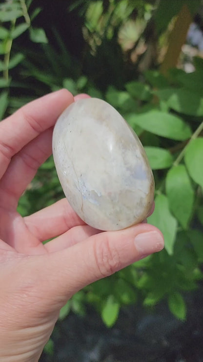 High Quality Rainbow Moonstone Palm Stone