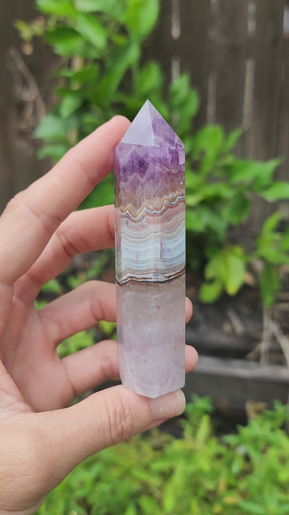 Amethyst & Banded Agate Tower