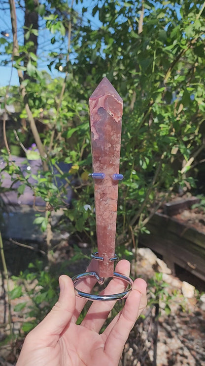 Pink Cotton Candy Agate Wand on Stand